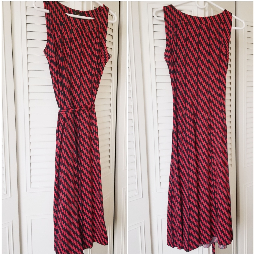 Red/Blue Houndstooth Business/Cocktail Dress